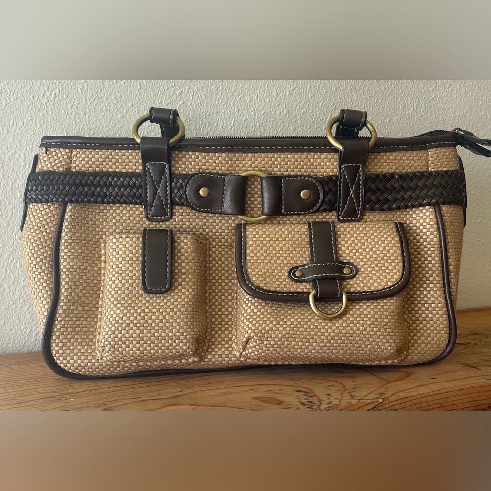 Vintage boho-style woven handbag